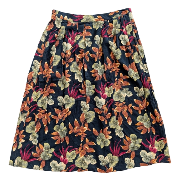 Sag Harbor Dresses & Skirts - Sag Harbor Petite Vintage Black Green Orange Floral A-Line Midi Skirt Size Large